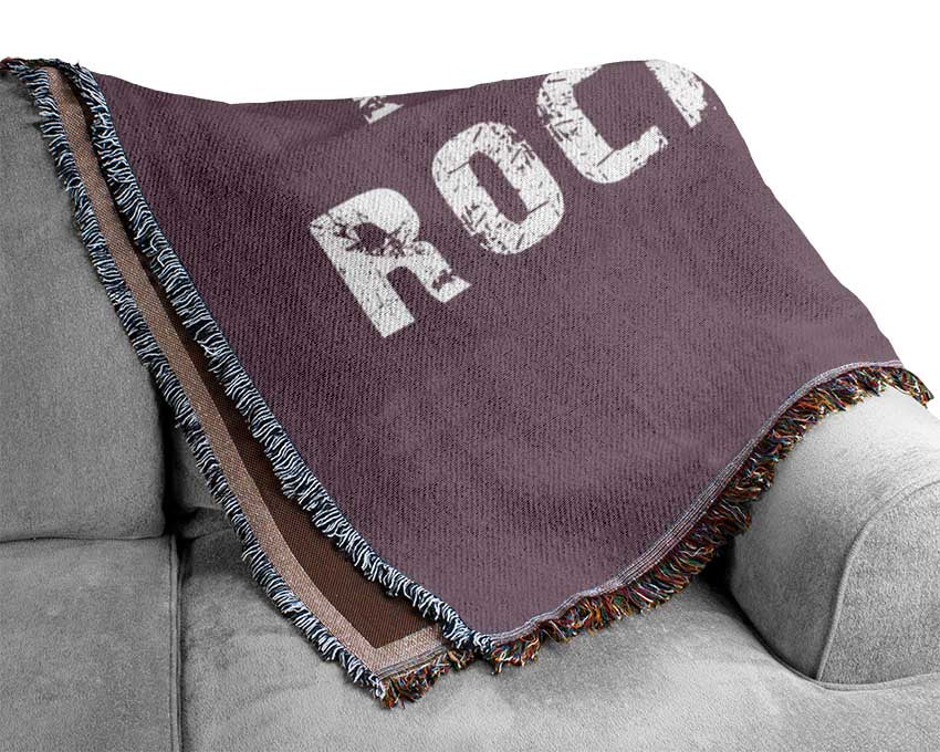 Music Quote I Love Rock N Roll Dusty Pink Woven Blanket