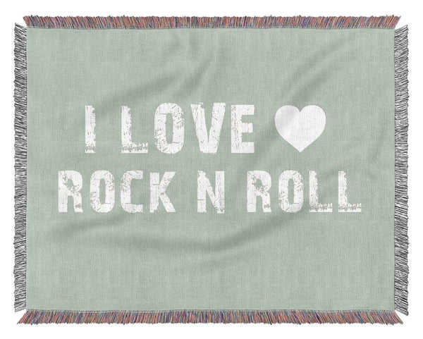 I Love Rock N Roll Beige Woven Blanket