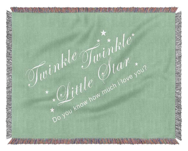 Nursery Quote Twinkle Twinkle Little Star 2 Green Woven Blanket