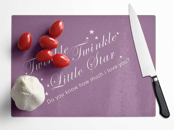 Twinkle Twinkle Little Star 2 Dusty Pink Glass Chopping Board