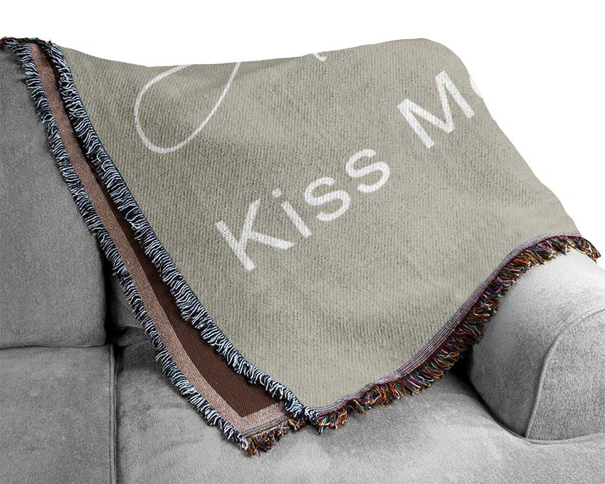 Love Quote Always Kiss Me Goodnight 2 Pink Woven Blanket