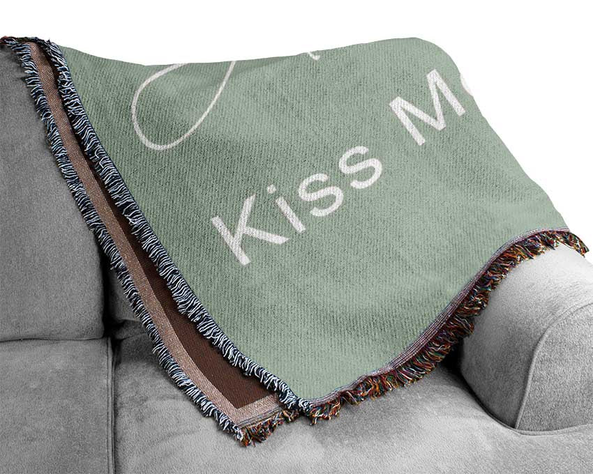 Love Quote Always Kiss Me Goodnight 2 Beige Woven Blanket