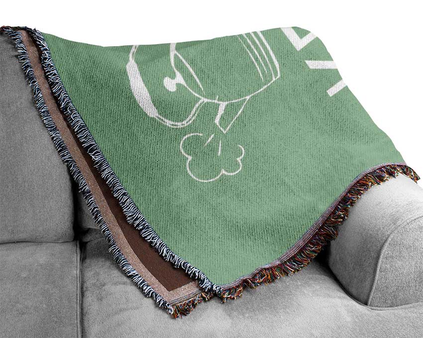 Kitchen Quote Keep Calm And Put The Kettle On Green Woven Blanket