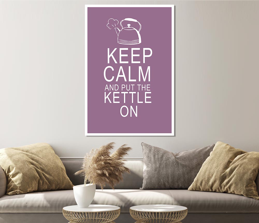 Kitchen Quote Keep Calm And Put The Kettle On Dusty Pink Print Poster Wall Art