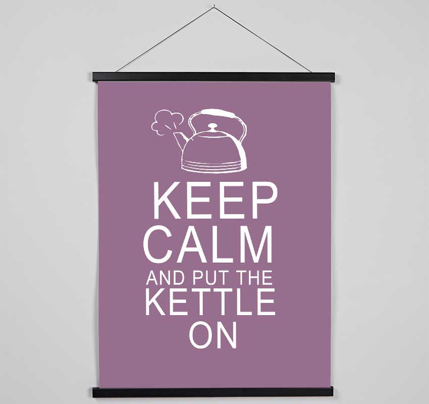 Kitchen Quote Keep Calm And Put The Kettle On Dusty Pink Hanging Poster - Wallart-Direct UK