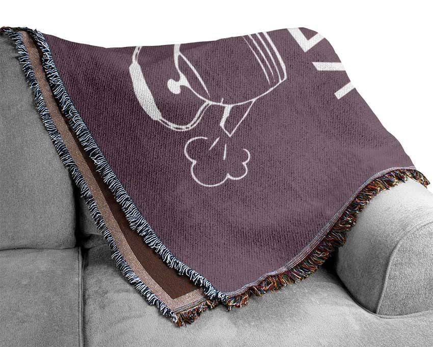 Kitchen Quote Keep Calm And Put The Kettle On Dusty Pink Woven Blanket