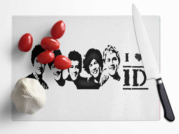 Music Quote I Love 1 Direction White Glass Chopping Board