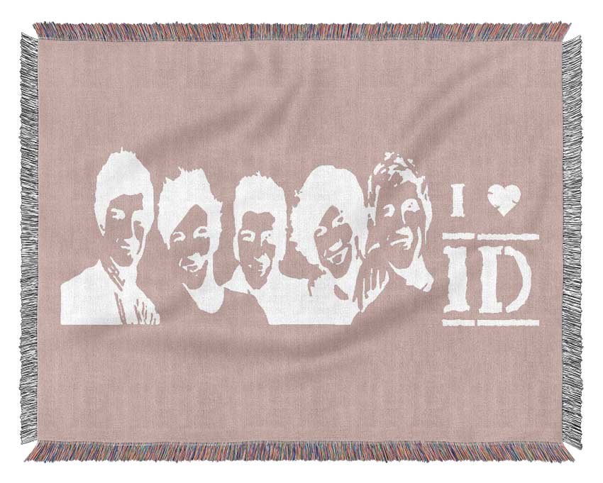 Music Quote I Love 1 Direction Vivid Pink Woven Blanket