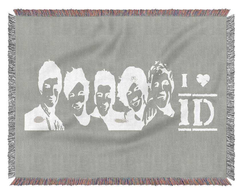 Music Quote I Love 1 Direction Grey White Woven Blanket