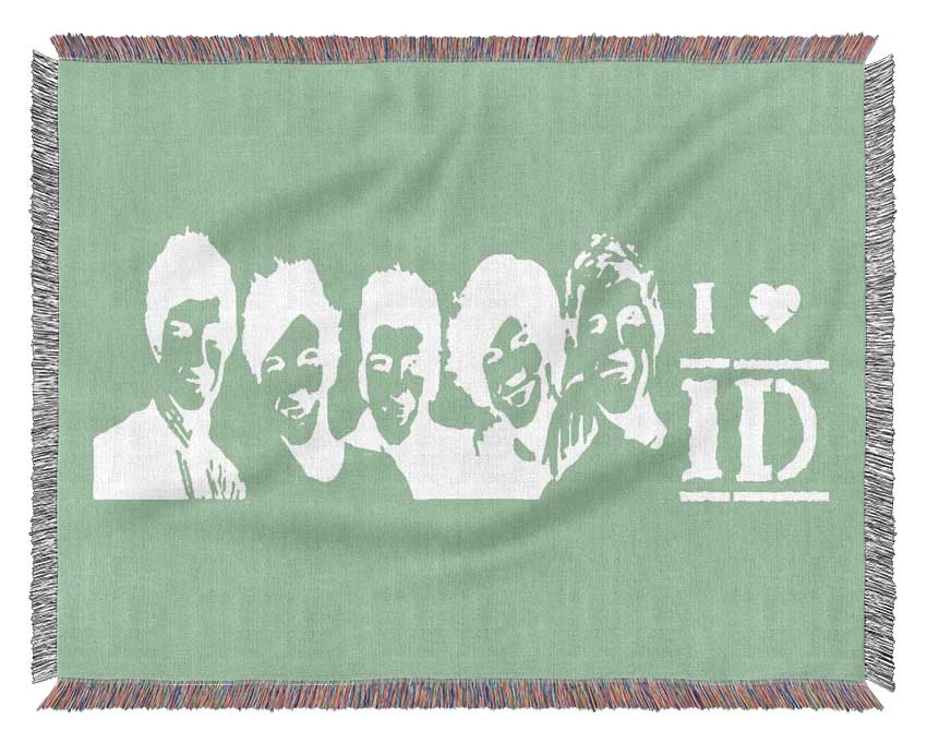 Music Quote I Love 1 Direction Green Woven Blanket