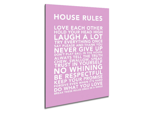 Family Quote House Rules 3 Pink