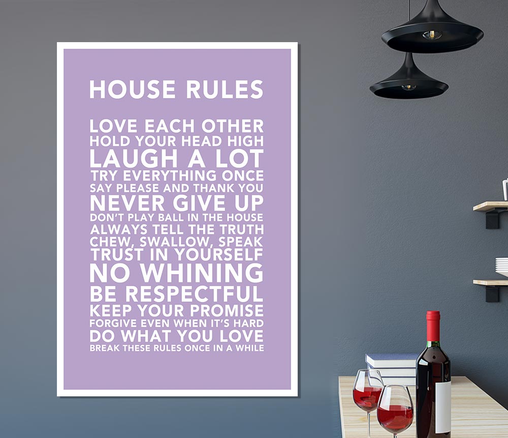 Family Quote House Rules 3 Lilac Print Poster Wall Art