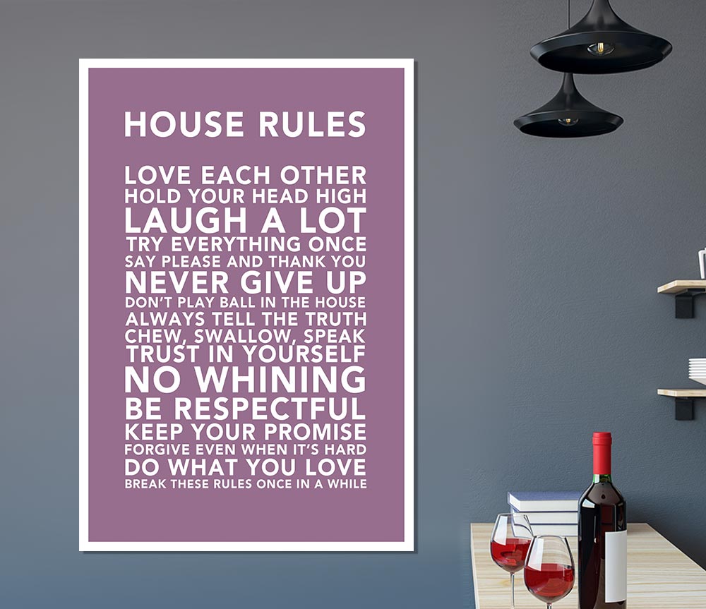 Family Quote House Rules 3 Dusty Pink Print Poster Wall Art