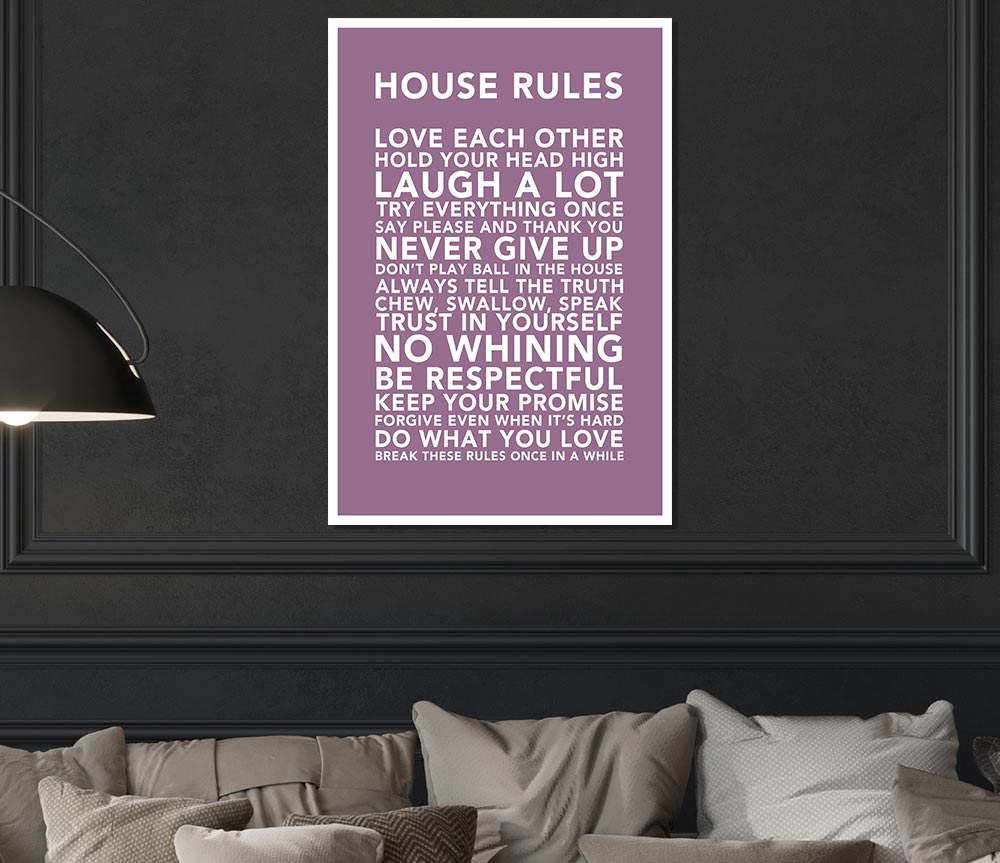 Family Quote House Rules 3 Dusty Pink Print Poster Wall Art