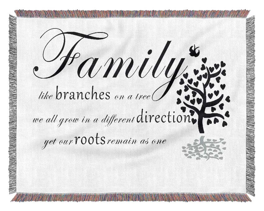 Family Quote Family Like Branches On A Tree White Woven Blanket