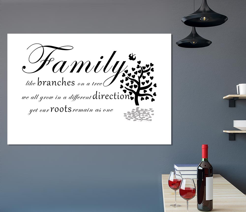 Family Quote Family Like Branches On A Tree White Print Poster Wall Art