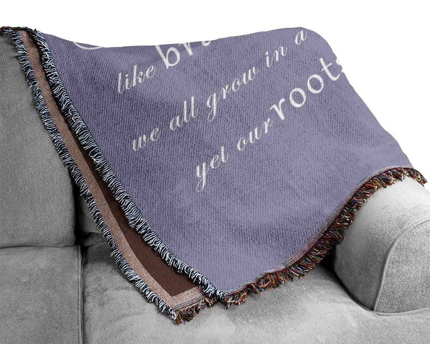 Family Quote Family Like Branches On A Tree Lilac Woven Blanket