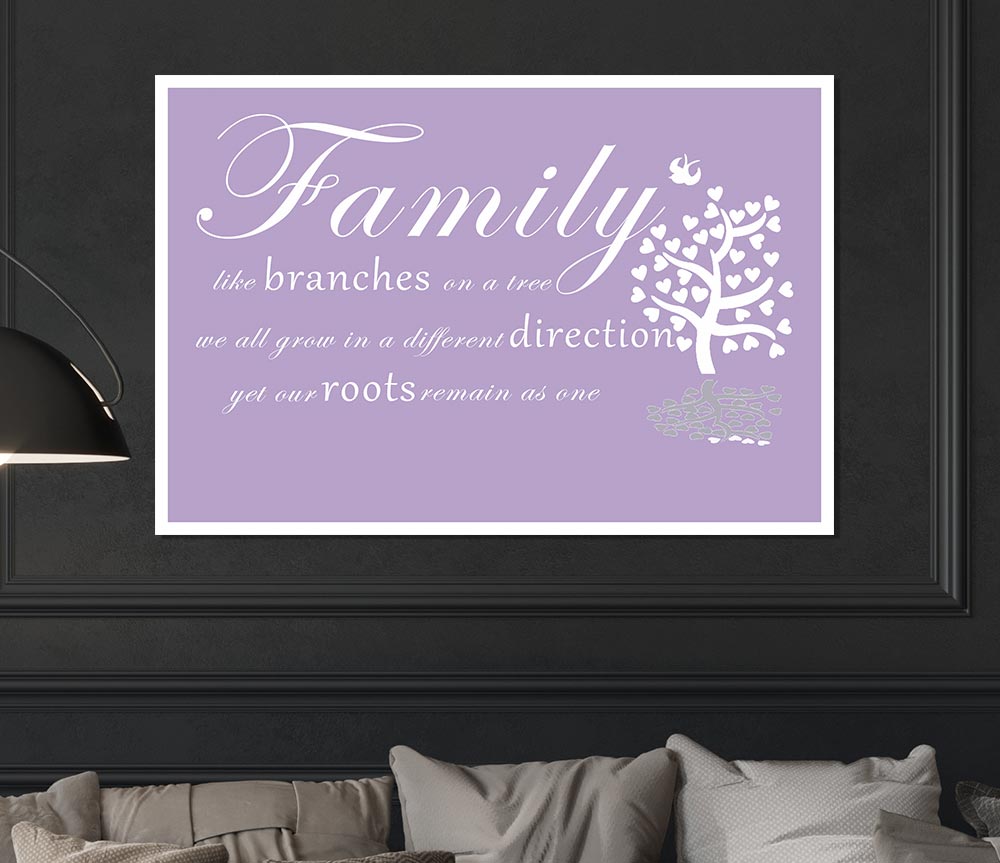 Family Quote Family Like Branches On A Tree Lilac Print Poster Wall Art