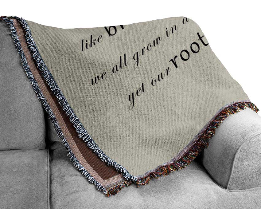 Family Quote Family Like Branches On A Tree Grey Woven Blanket