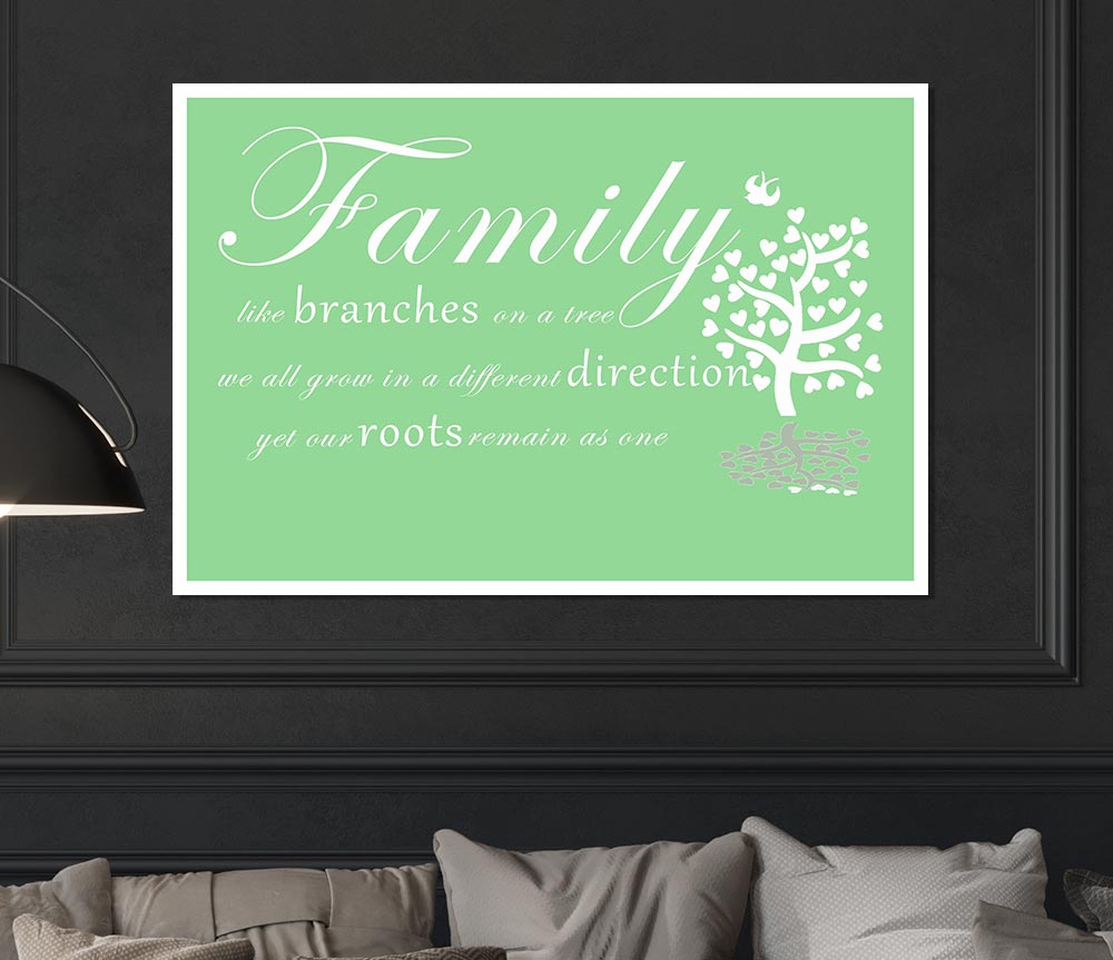 Family Quote Family Like Branches On A Tree Green Print Poster Wall Art