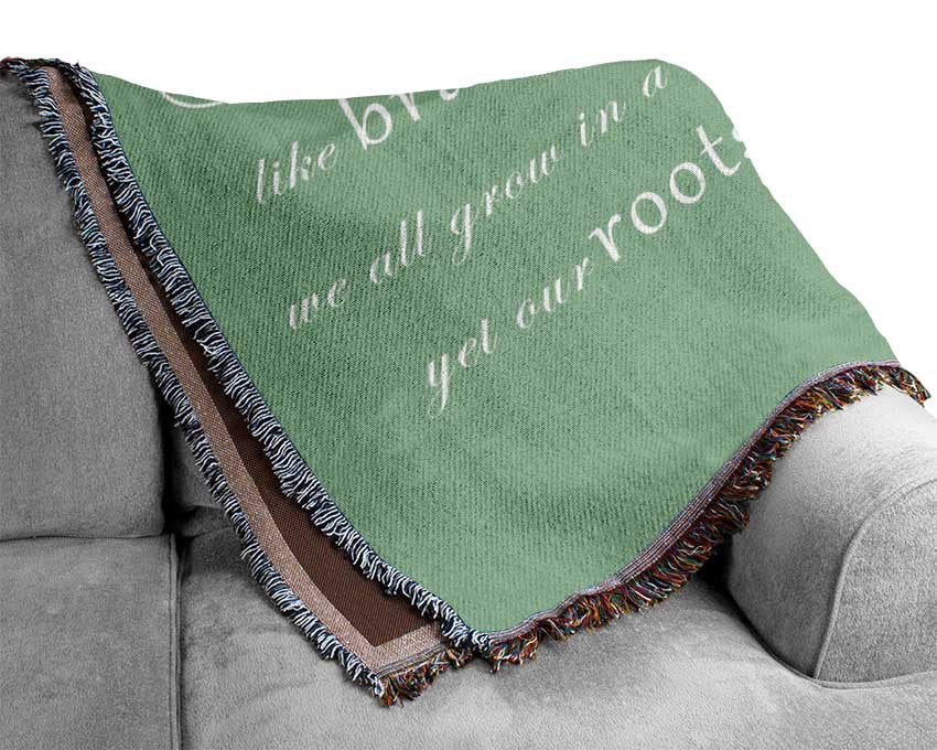 Family Quote Family Like Branches On A Tree Green Woven Blanket