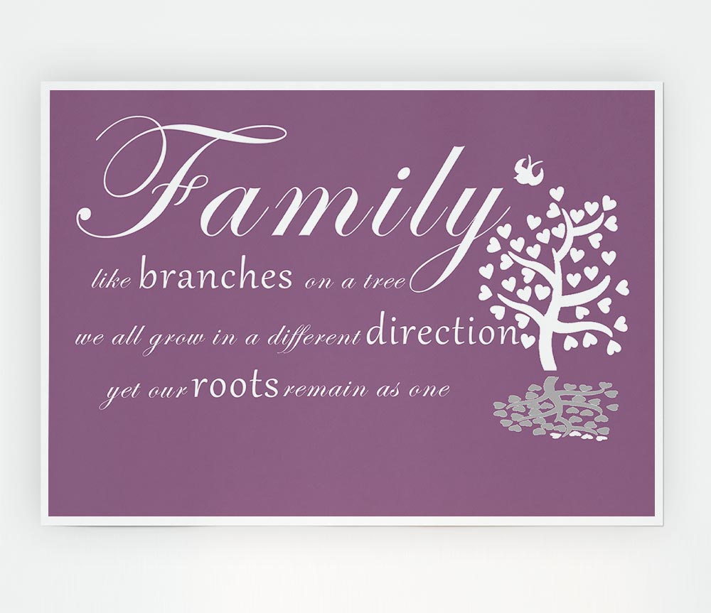 Family Quote Family Like Branches On A Tree Dusty Pink Print Poster Wall Art