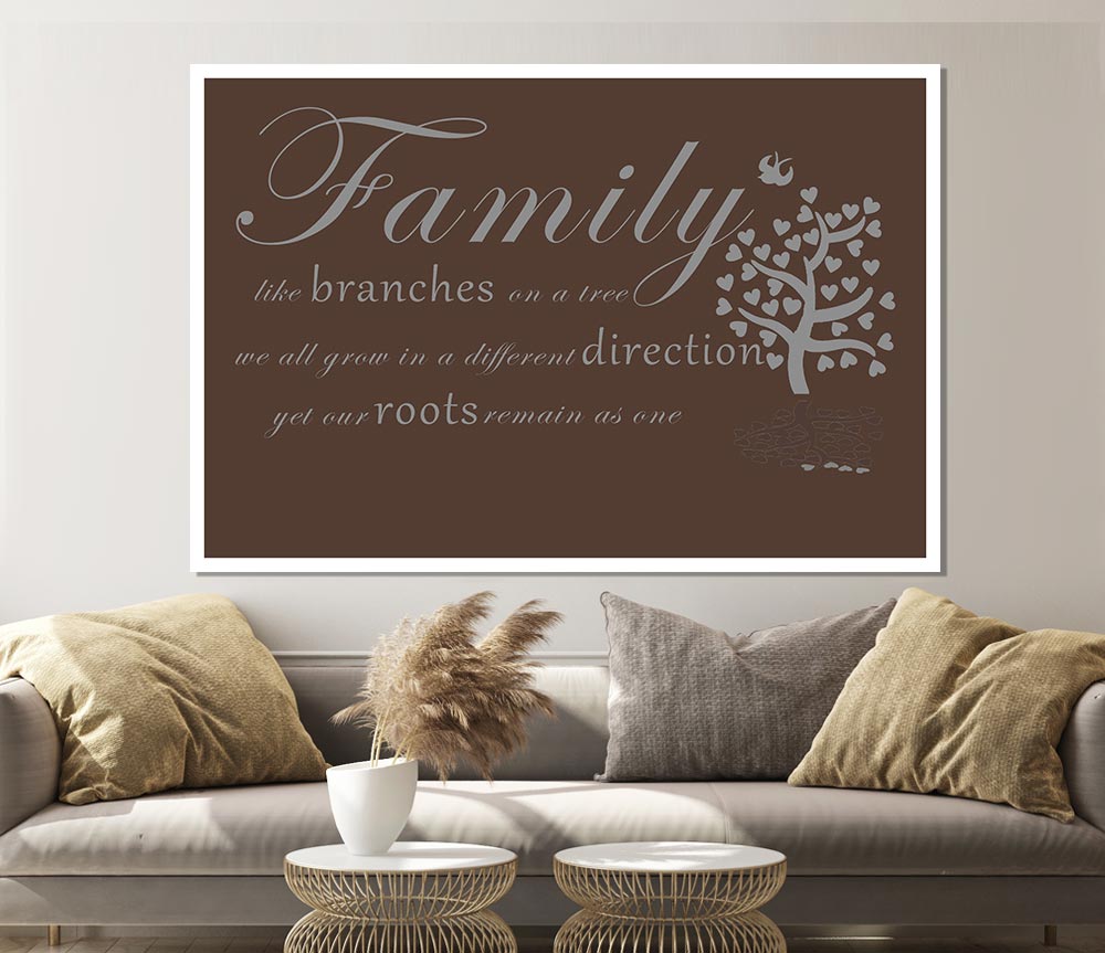 Family Quote Family Like Branches On A Tree Chocolate Print Poster Wall Art