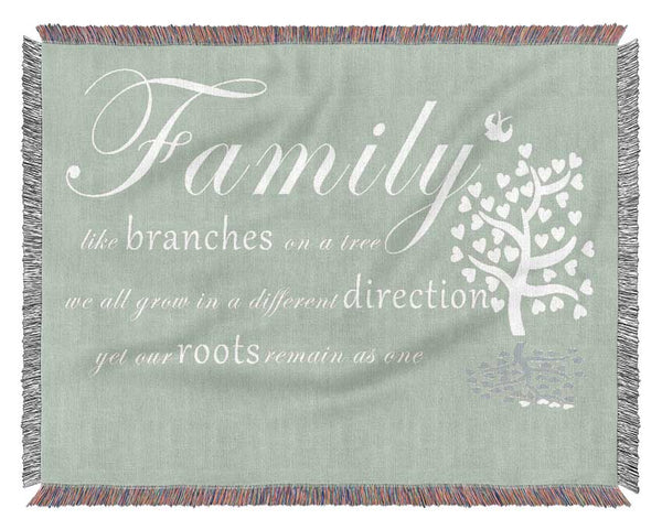 Family Quote Family Like Branches On A Tree Beige Woven Blanket