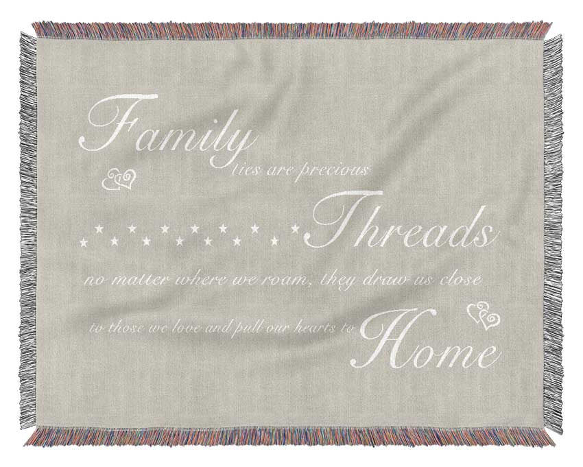 Family Quote Family Ties Are Precious Pink Woven Blanket