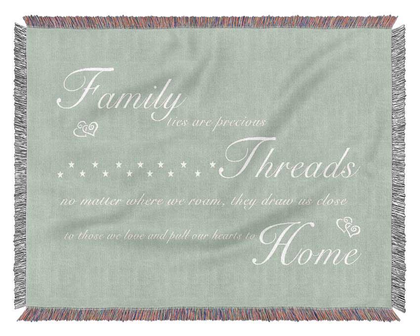 Family Quote Family Ties Are Precious Beige Woven Blanket