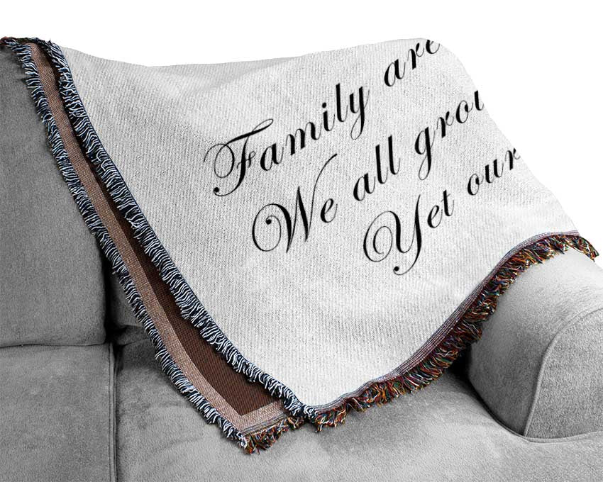 Family Quote Family Are Like Branches White Woven Blanket