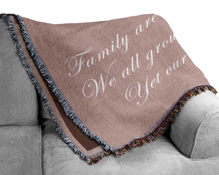 Family Quote Family Are Like Branches Vivid Pink Woven Blanket