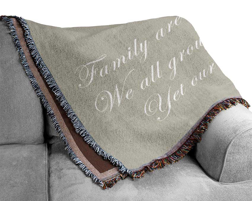 Family Quote Family Are Like Branches Pink Woven Blanket