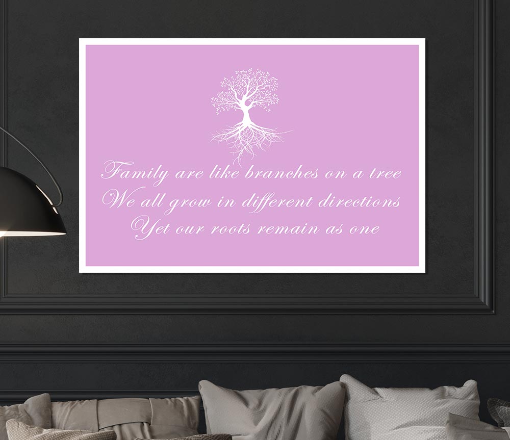 Family Quote Family Are Like Branches Pink Print Poster Wall Art