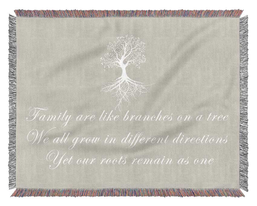 Family Quote Family Are Like Branches Pink Woven Blanket