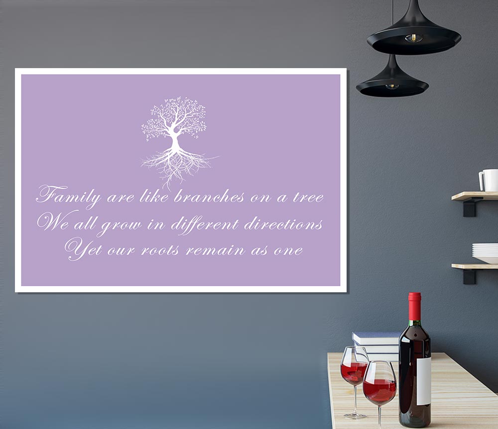 Family Quote Family Are Like Branches Lilac Print Poster Wall Art