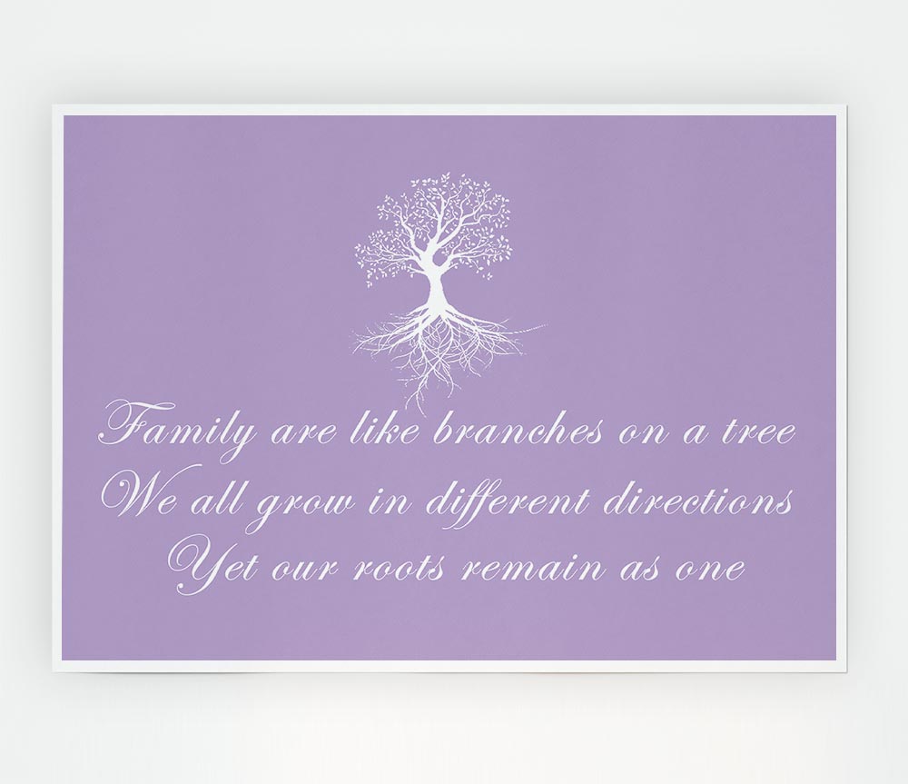 Family Quote Family Are Like Branches Lilac Print Poster Wall Art