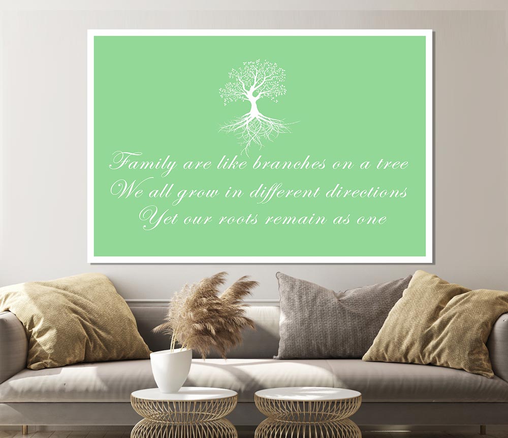 Family Quote Family Are Like Branches Green Print Poster Wall Art