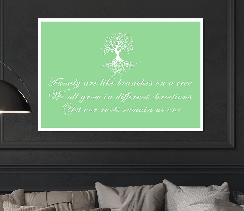 Family Quote Family Are Like Branches Green Print Poster Wall Art