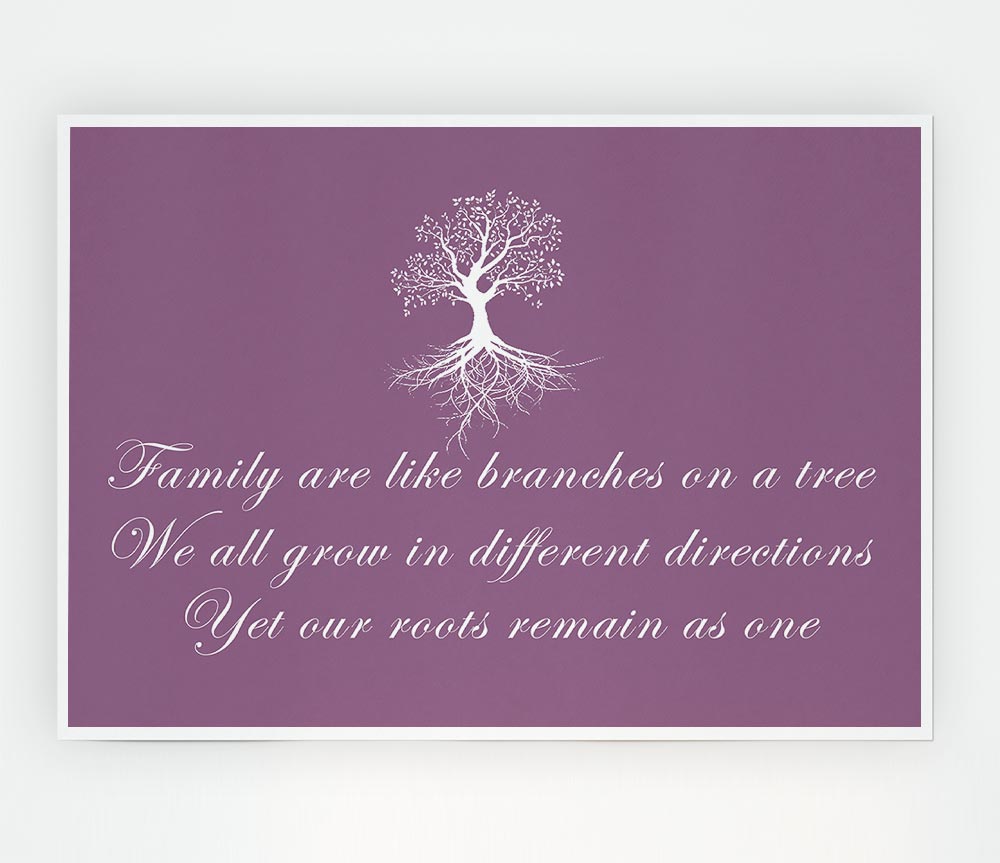 Family Quote Family Are Like Branches Dusty Pink Print Poster Wall Art