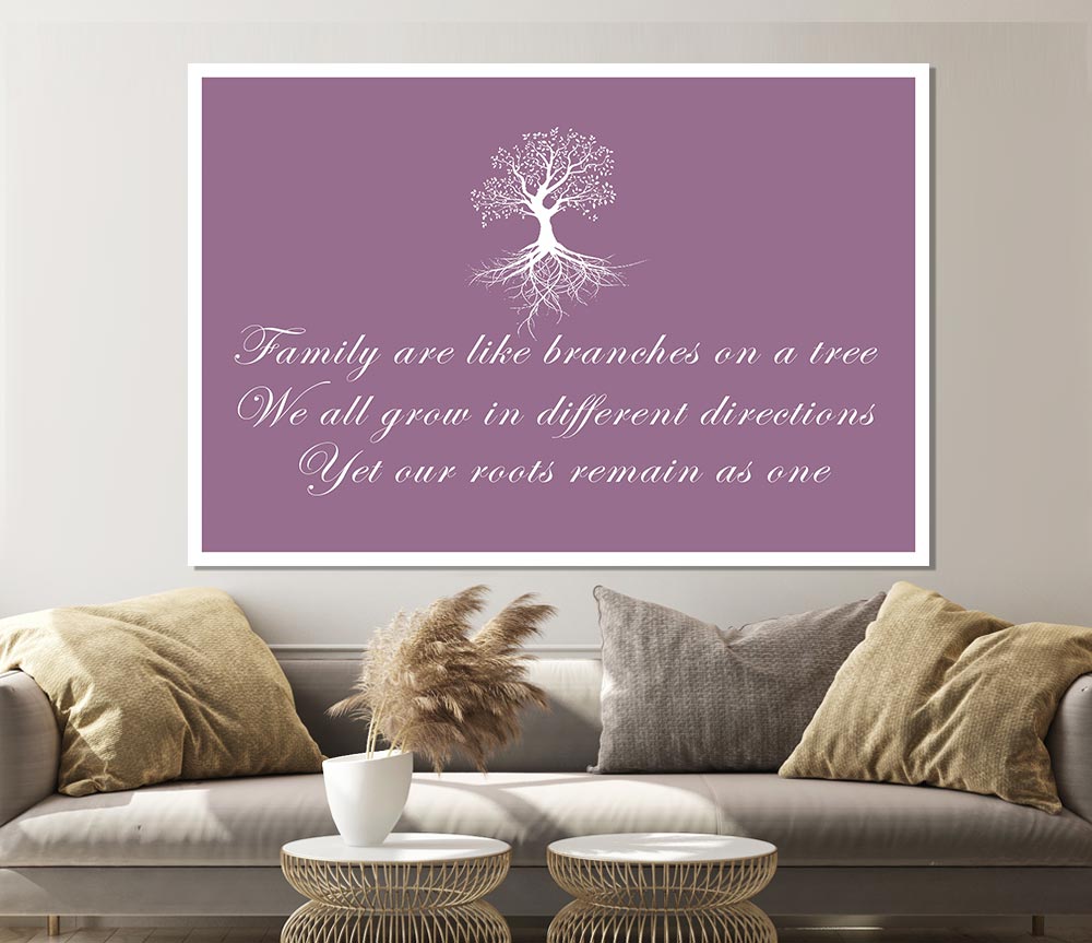 Family Quote Family Are Like Branches Dusty Pink Print Poster Wall Art