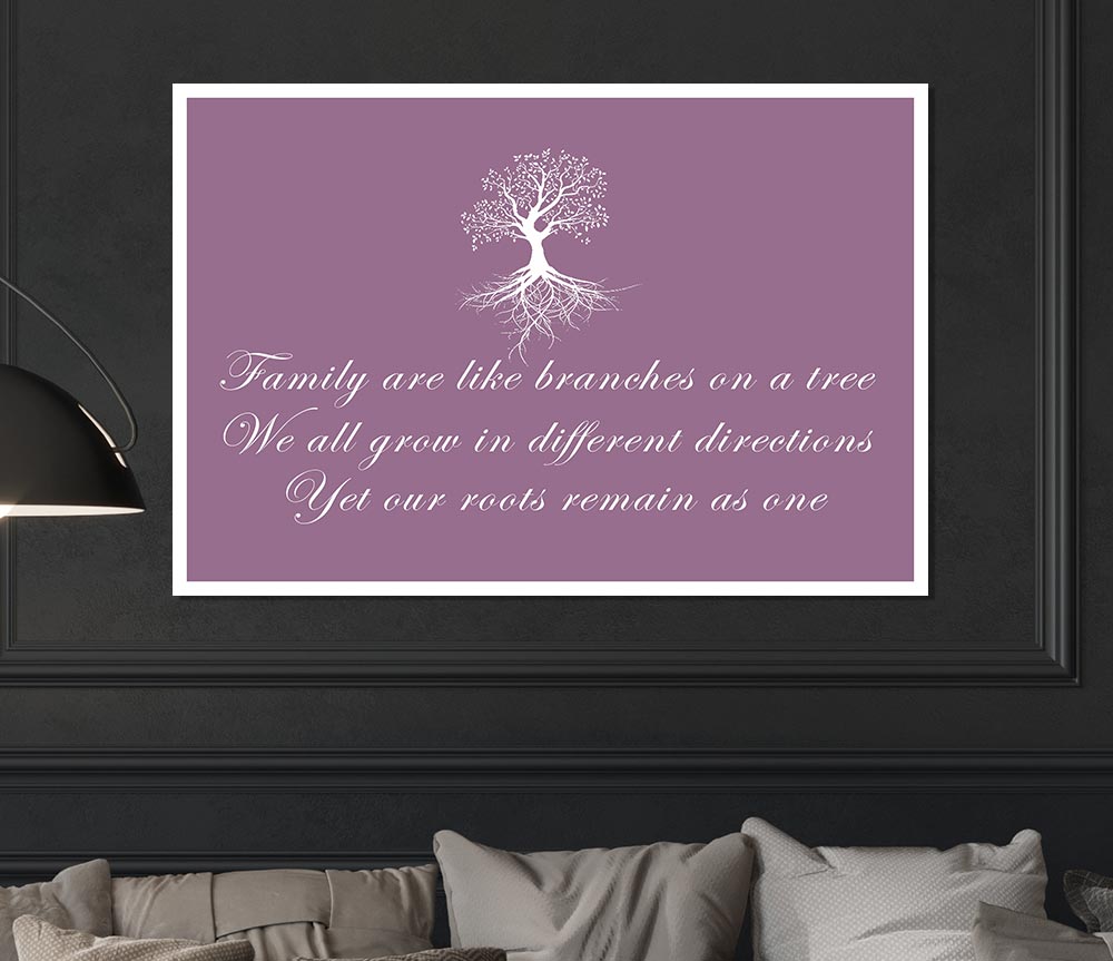 Family Quote Family Are Like Branches Dusty Pink Print Poster Wall Art