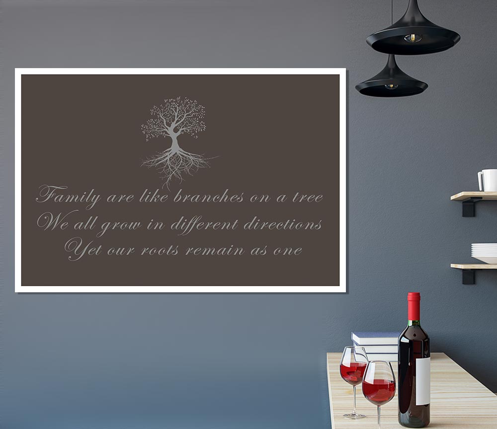 Family Quote Family Are Like Branches Chocolate Print Poster Wall Art