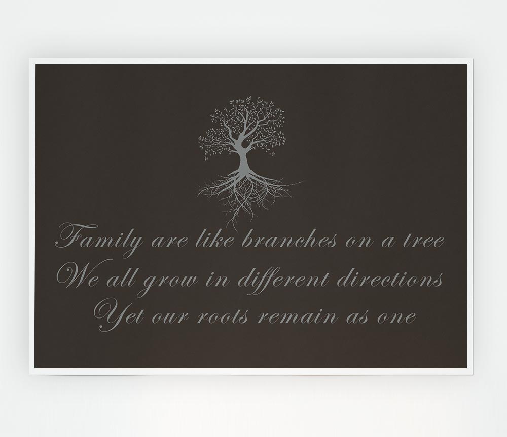 Family Quote Family Are Like Branches Chocolate Print Poster Wall Art