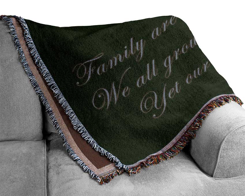 Family Quote Family Are Like Branches Chocolate Woven Blanket