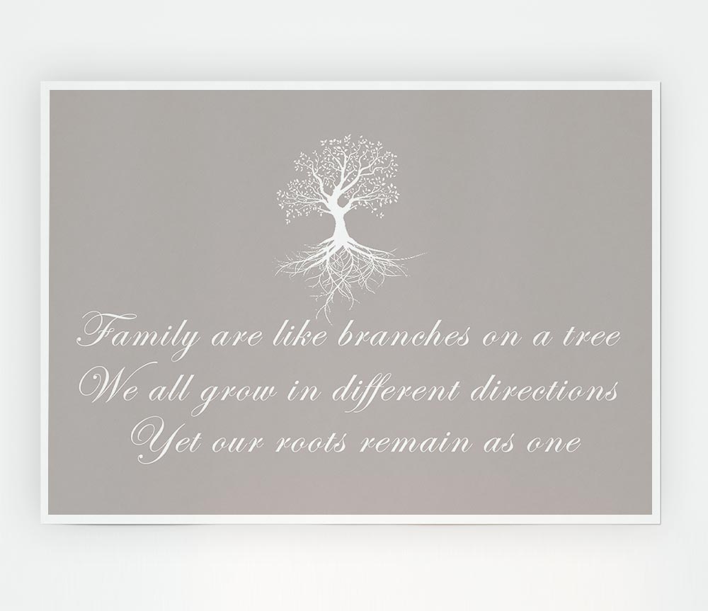 Family Quote Family Are Like Branches Beige Print Poster Wall Art