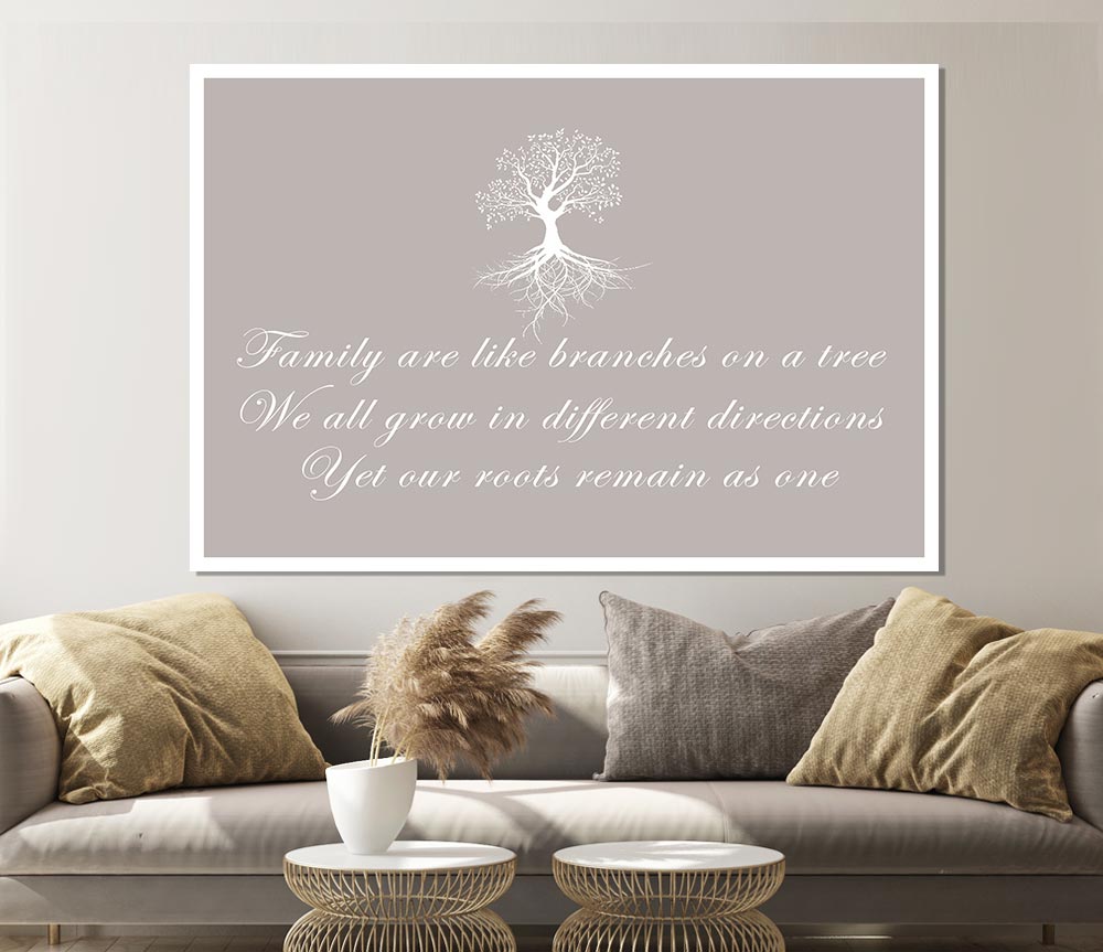 Family Quote Family Are Like Branches Beige Print Poster Wall Art