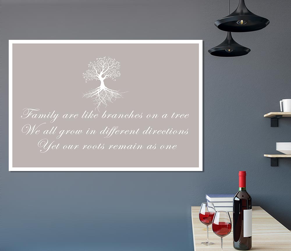 Family Quote Family Are Like Branches Beige Print Poster Wall Art