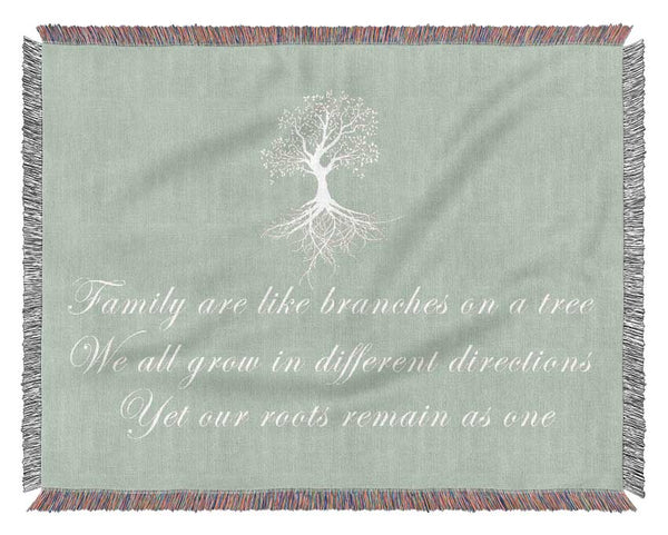 Family Quote Family Are Like Branches Beige Woven Blanket