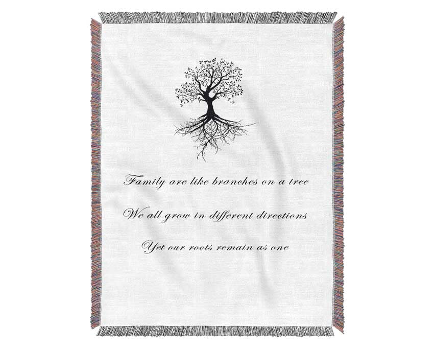 Family Quote Family Are Like Branches 2 White Woven Blanket